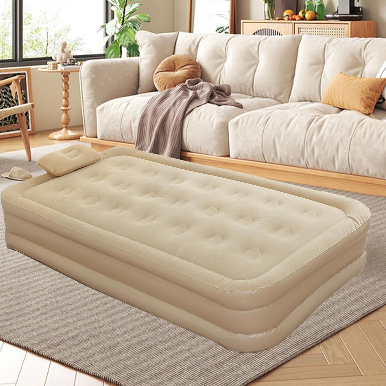 Inflatable Air Mattress with Built-in Pump | Camping, Home & Guest Bed