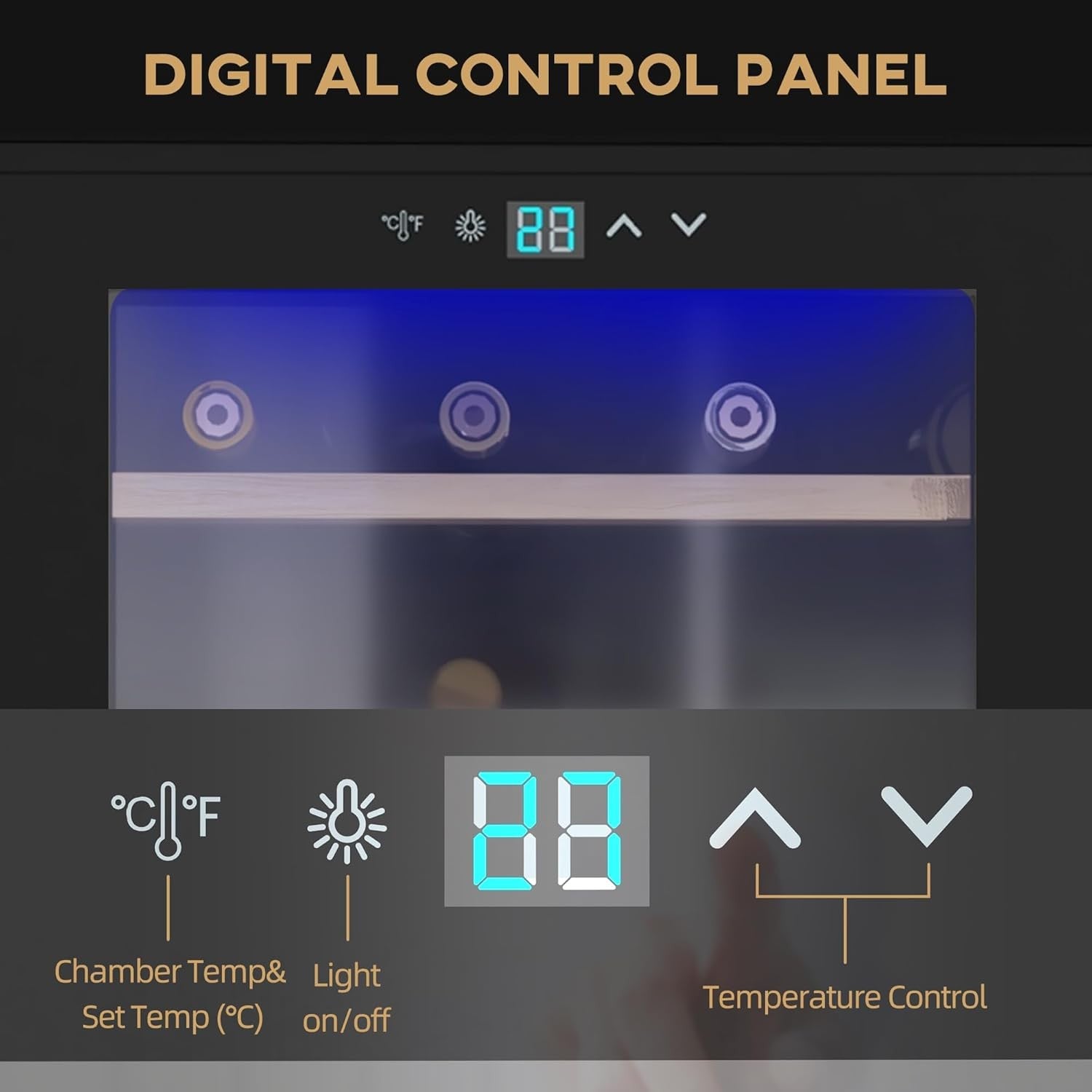 24 Bottle Wine Cooler Fridge Glass Door LED Touch Control Freestanding