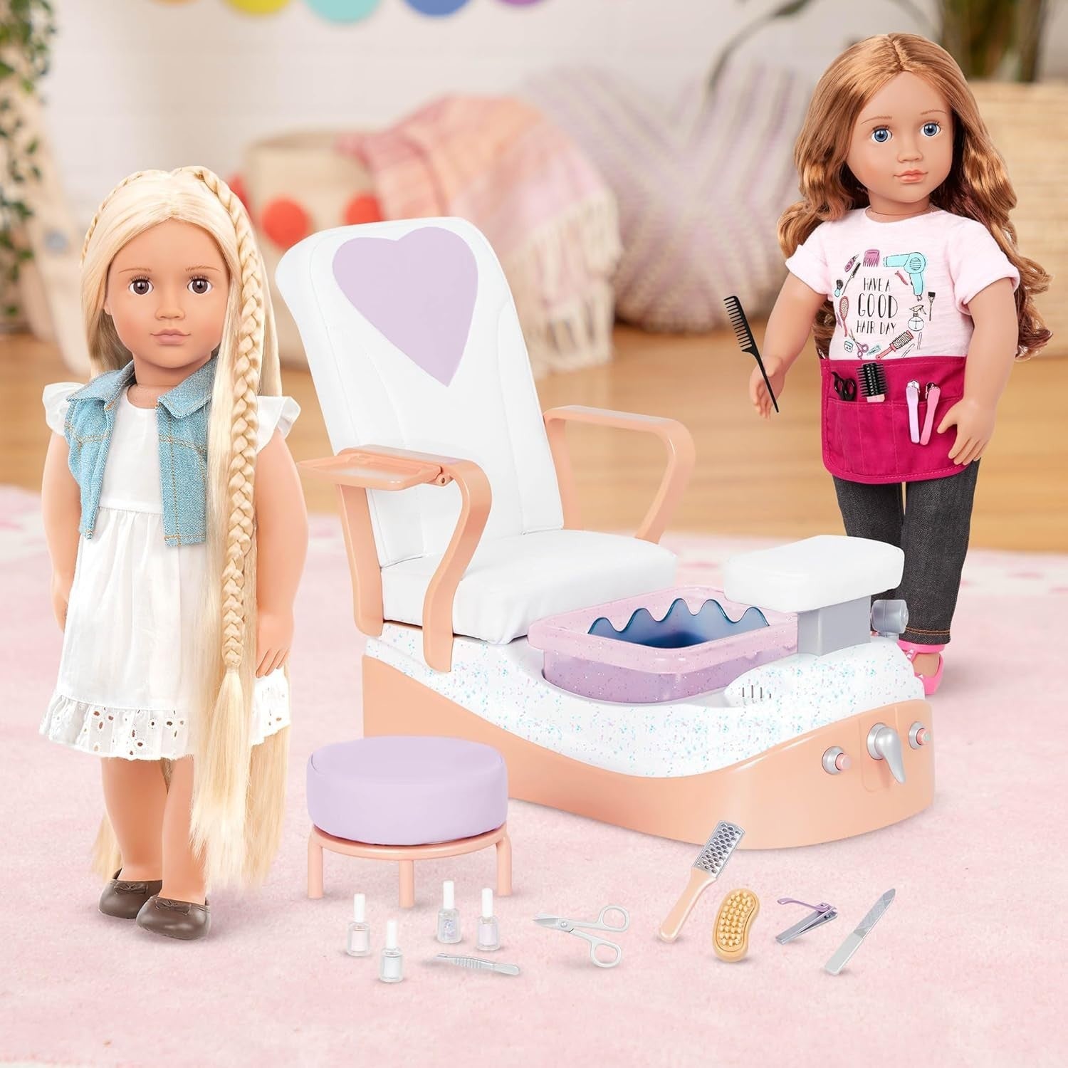 18in Hair Play Doll Blonde Long Hair Styling Accessories Gift for Kids