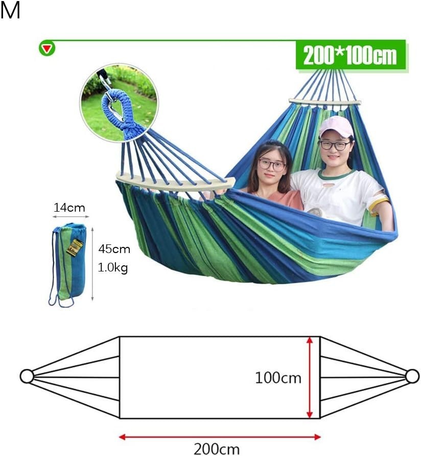 Portable Canvas Hammock with Wooden Bars, 200x100cm, 200kg Load