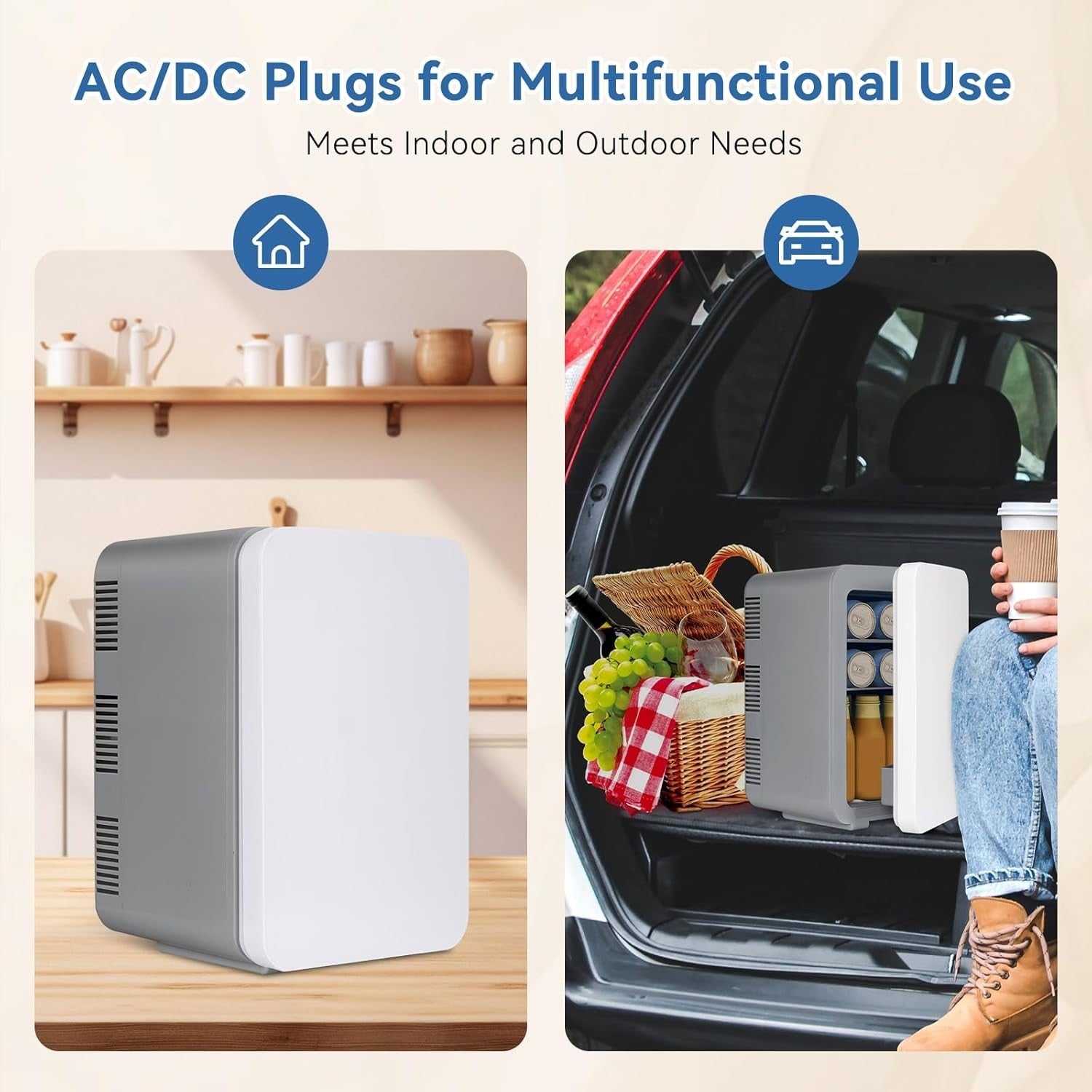 10L Mini Fridge Portable AC/DC Cooler Warmer Skincare Drinks Gray