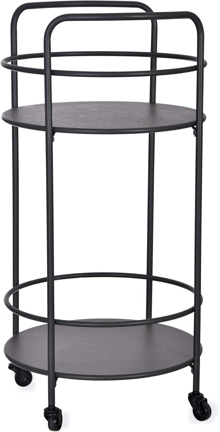 Round Drinks Trolley Metal Serving Cart Rolling Bar Cart Indoor