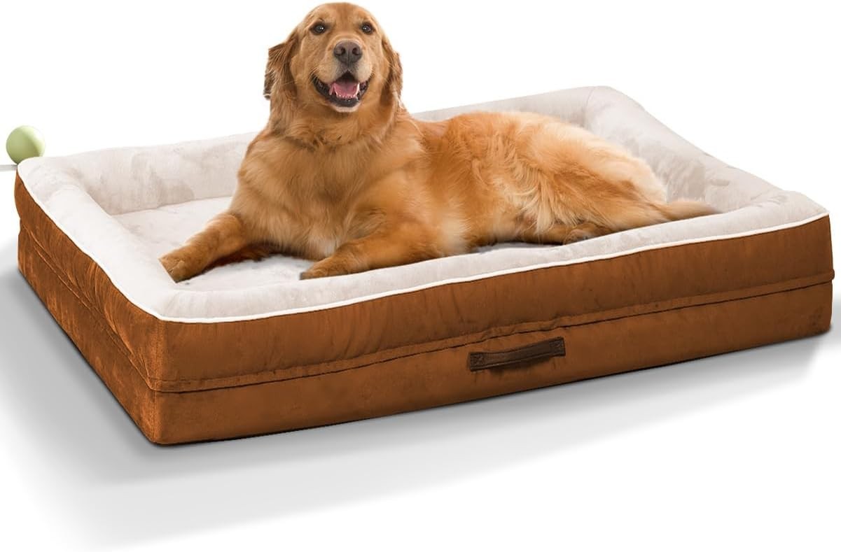 XXL Orthopedic Dog Bed 137x91cm Waterproof Washable Brown
