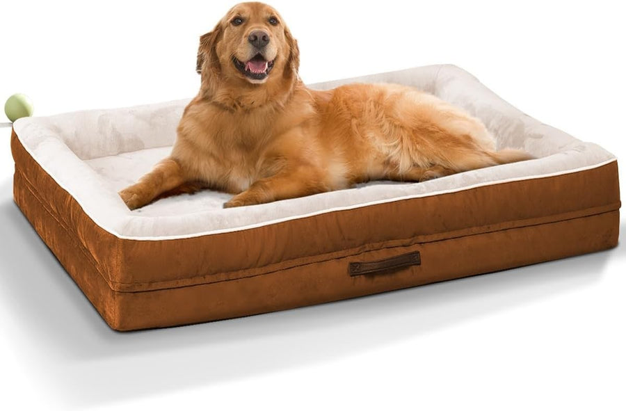 XXL Orthopedic Dog Bed 137x91cm Waterproof Washable Brown