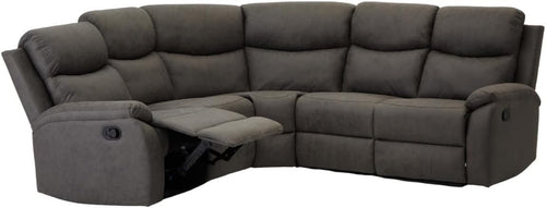 Grey Faux Leather Recliner Corner Sofa – 5 Seater L Shape Home Cinema Couch