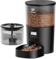 Automatic Cat Feeder & Water Fountain 3L Timer Food Dispenser Black