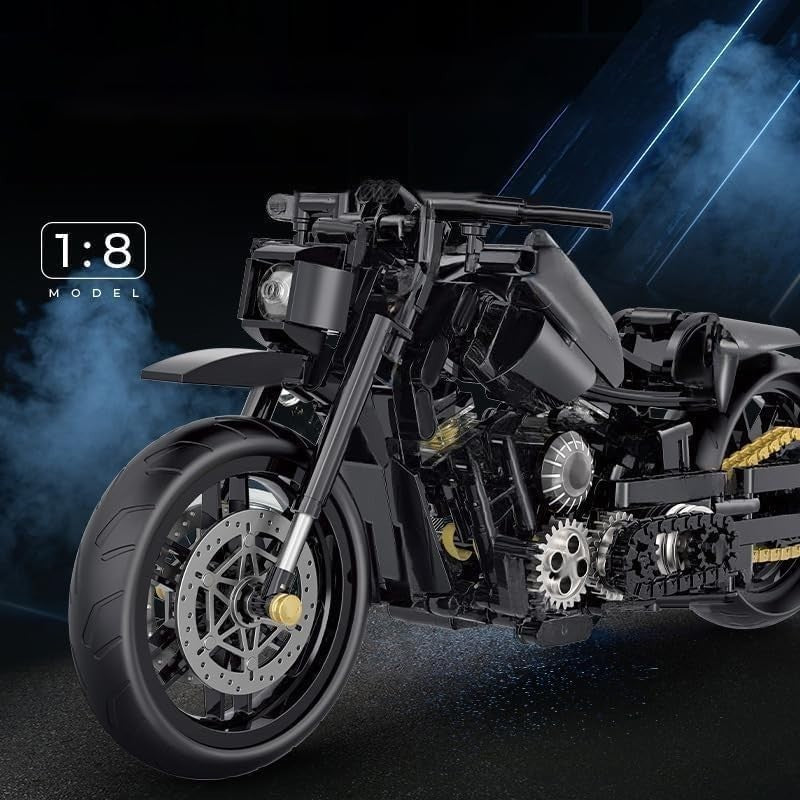 586-Piece Motorcycle Building Kit, Realistic Model Toy for Kids & Adults