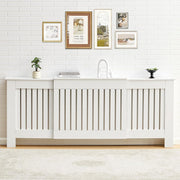 Adjustable White Radiator Cover Extendable Vertical Slat Cabinet