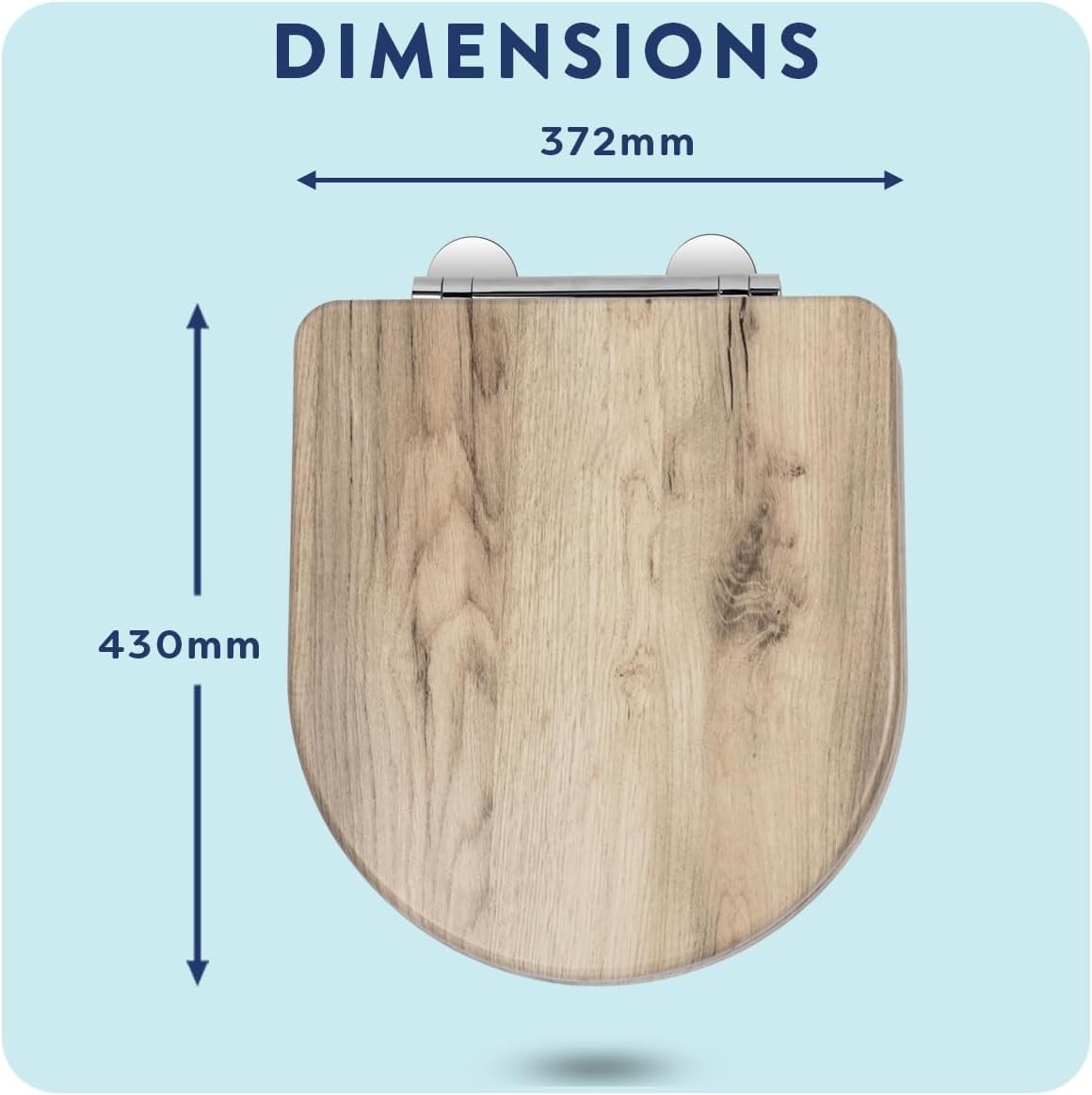 Grey Oak D-Shape Toilet Seat Soft Close Quick Release Antibacterial Wooden