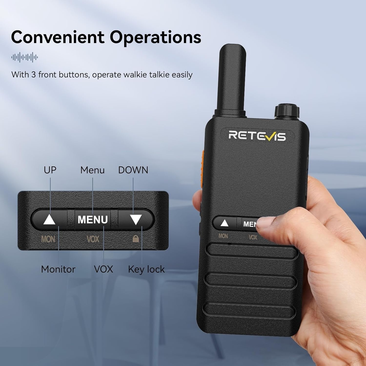 Slim Walkie Talkies 4 Pack VOX Earpiece 1620mAh Long Range Radio