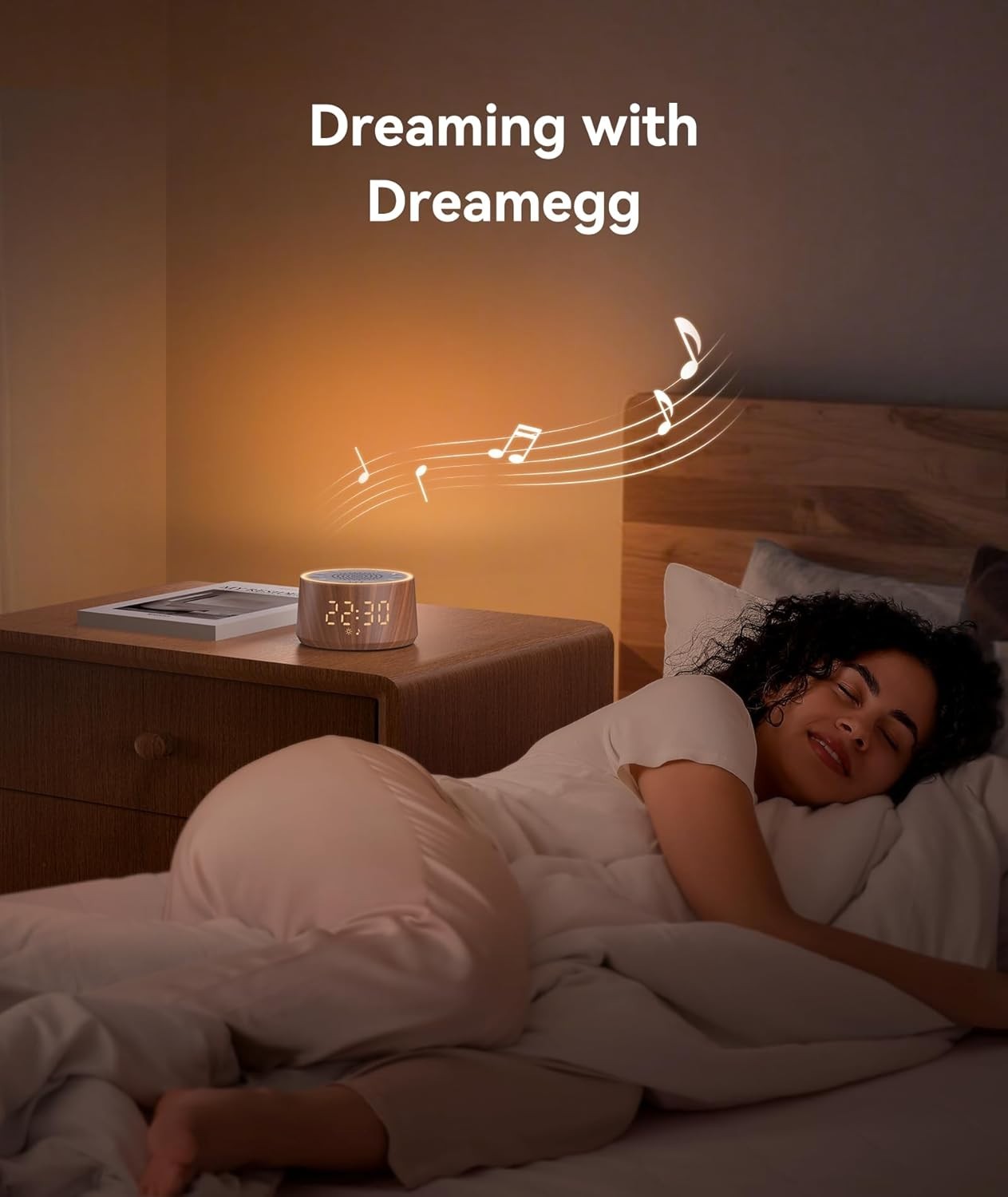 Baby Wood Grain Noise Machine with Night Light – 25 Soothing Sounds, Alarm
