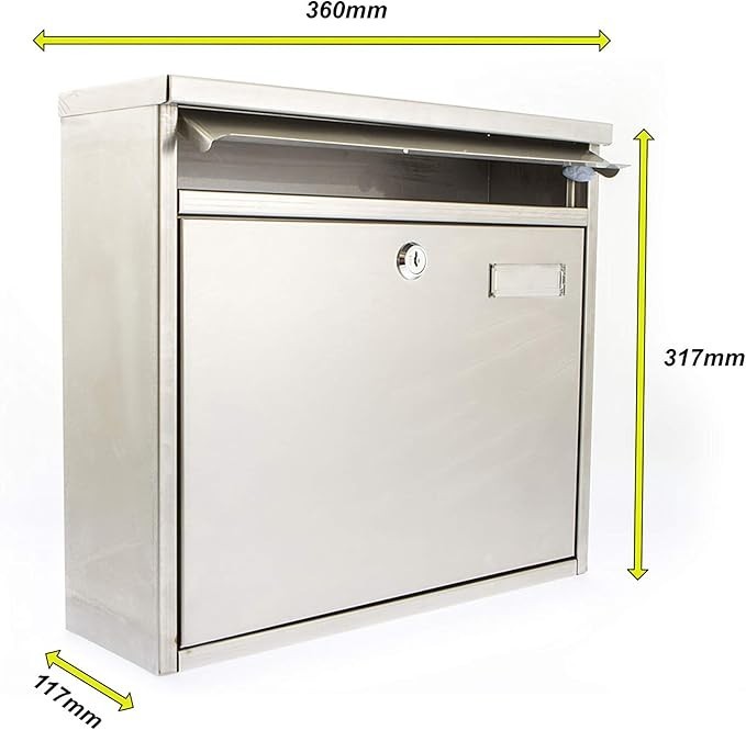 Secure Wall Mounted Post Box – Lockable, Weatherproof, Stainless Steel, 36x32x12