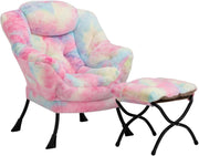 Plush Aurora Armchair with Footstool Lounge Chair Soft Reading Seat Cozy