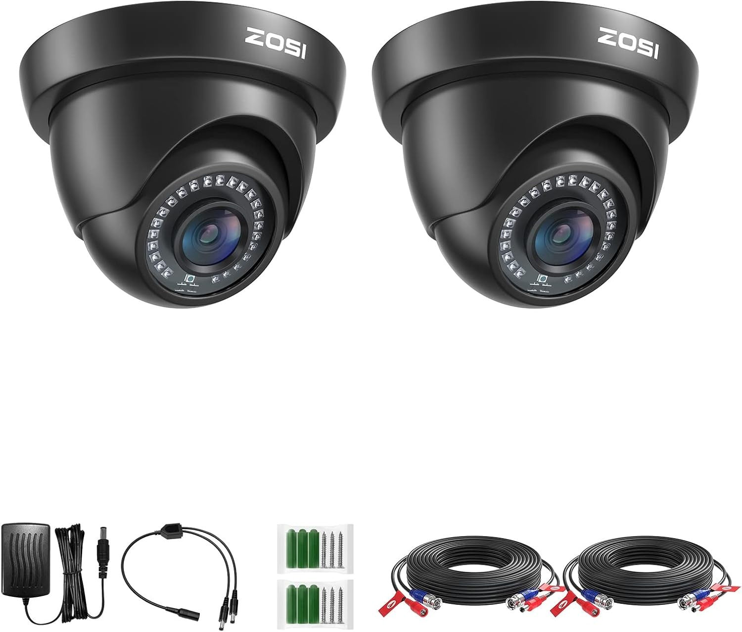 1080P CCTV Dome Cameras 2 Pack HD Security Cameras 80ft Night Vision