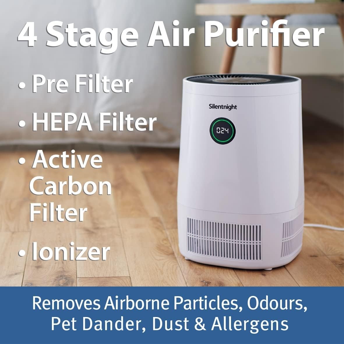 HEPA Air Purifier Carbon Filter PM2.5 Sensor Quiet Sleep Mode Timer