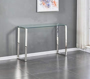 Clear Glass Console Table 120x40cm Chrome Legs Modern Hallway for Living Room