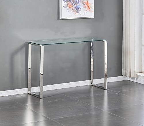 Clear Glass Console Table 120x40cm Chrome Legs Modern Hallway for Living Room