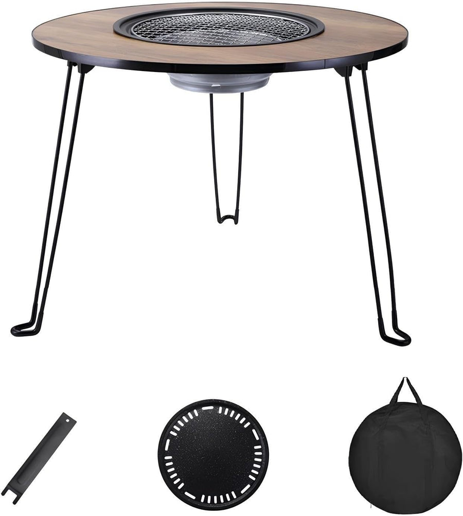 Portable Korean Charcoal BBQ Grill Table Set Outdoor Folding