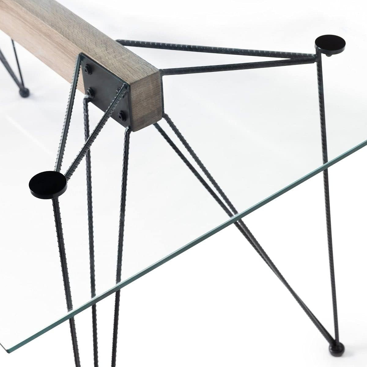 Clear Glass 6 Seater Dining Table 180cm x 90cm Black Powder Legs