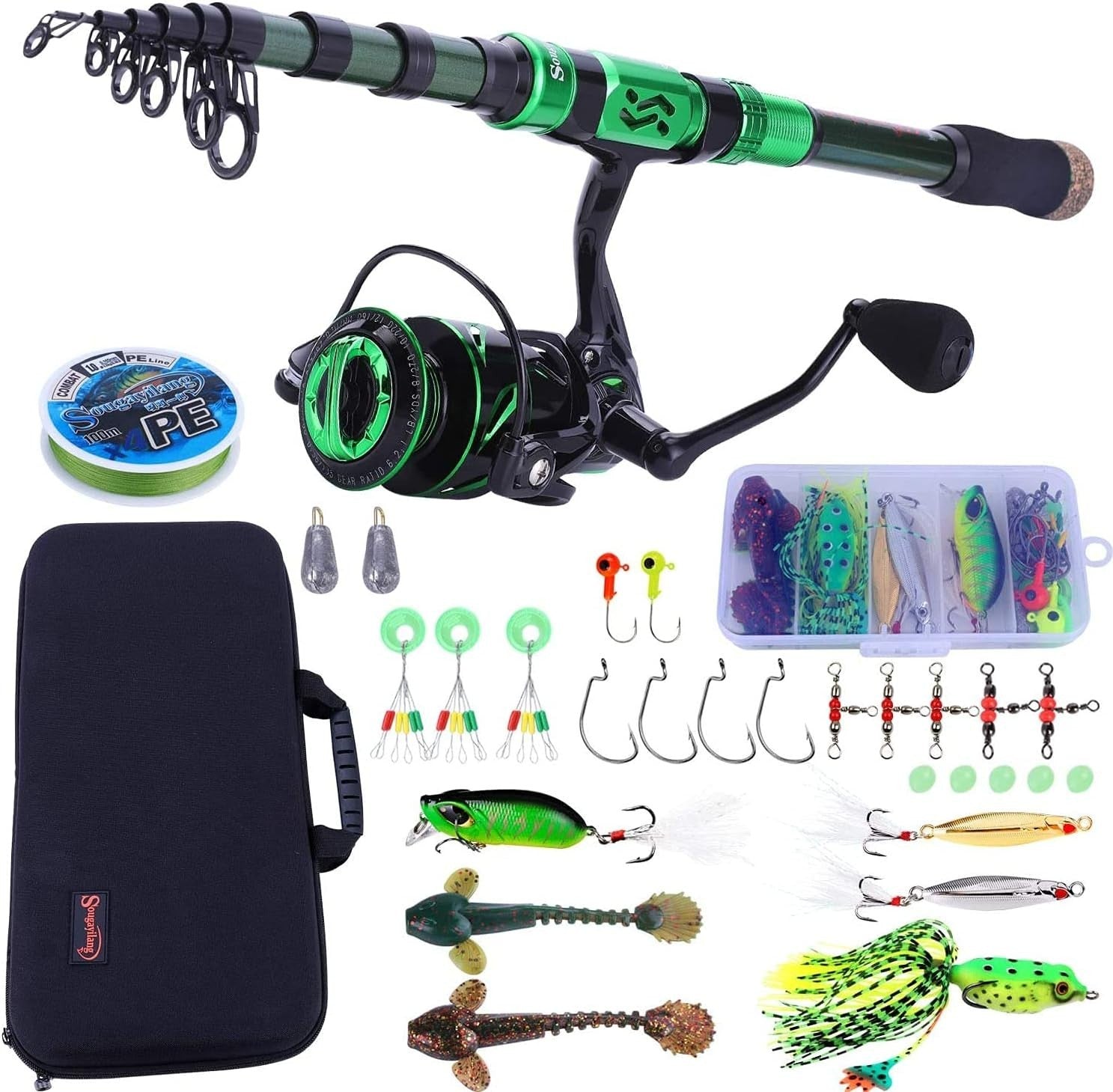 Portable Fishing Rod & Reel Combo 1.8M Carbon Fiber Complete Kit
