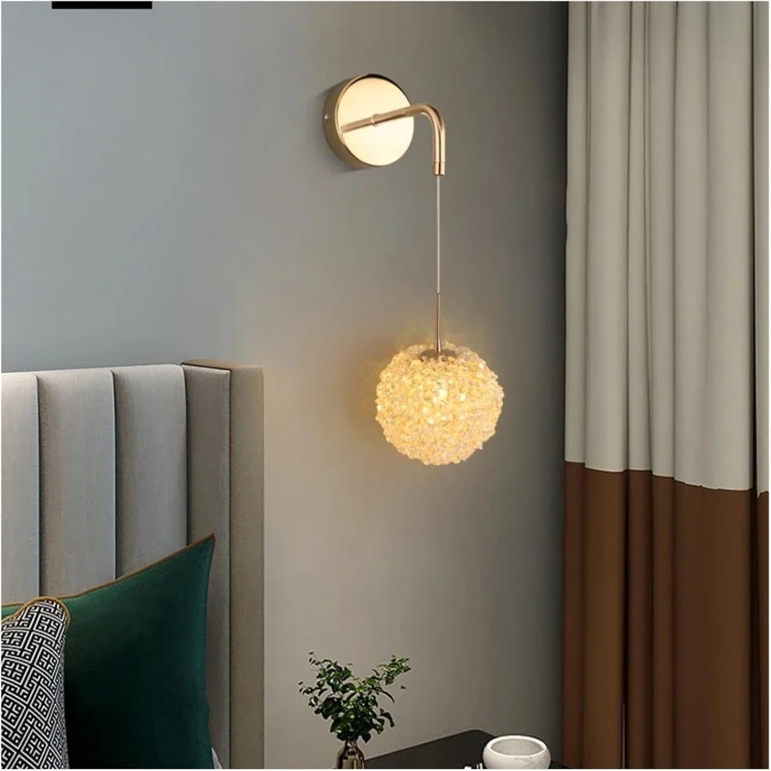 Elegant Crystal Wall Sconce Light with K9 Lampshade, Adjustable G9 Bulb