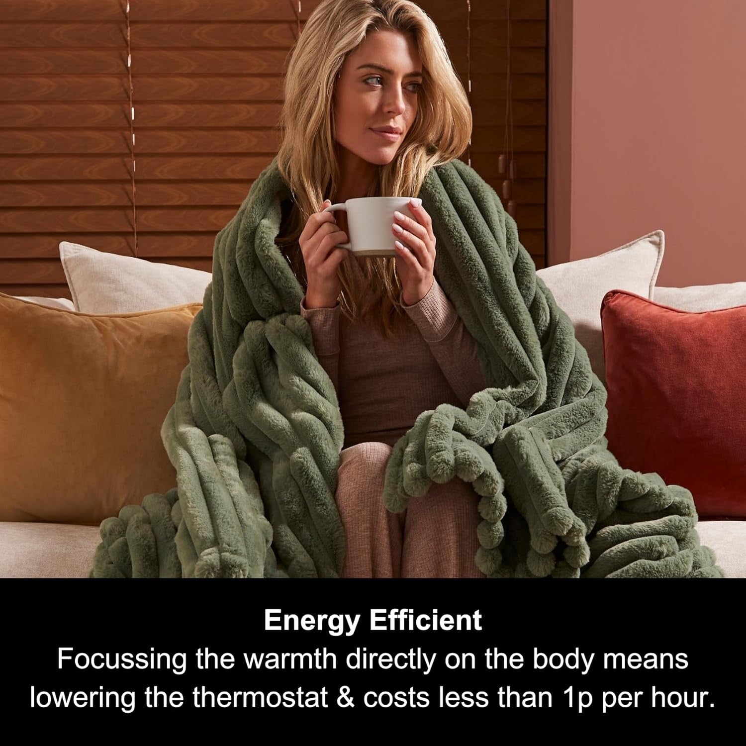Electric Heated Throw Blanket 160x130cm Teddy Fleece 9 Heat Auto Off