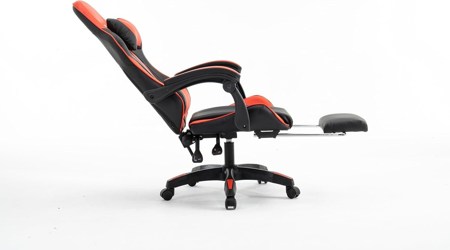 Red PU Leather Gaming Chair Office Desk Swivel PC Recliner Footrest Padded Seat
