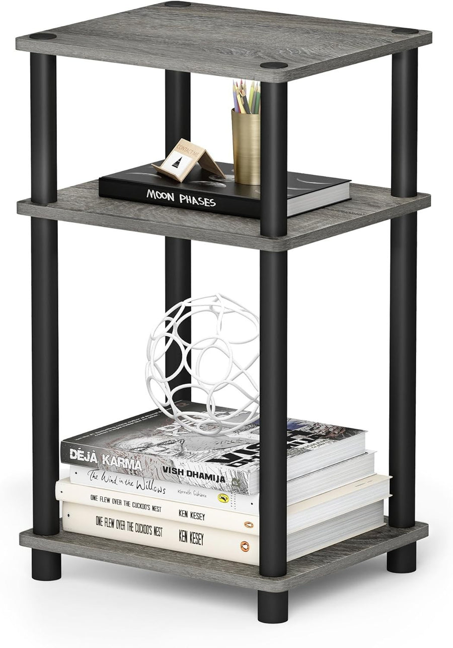 3 Tier End Side Table Small Nightstand – Slim Storage Unit 57.9cm High