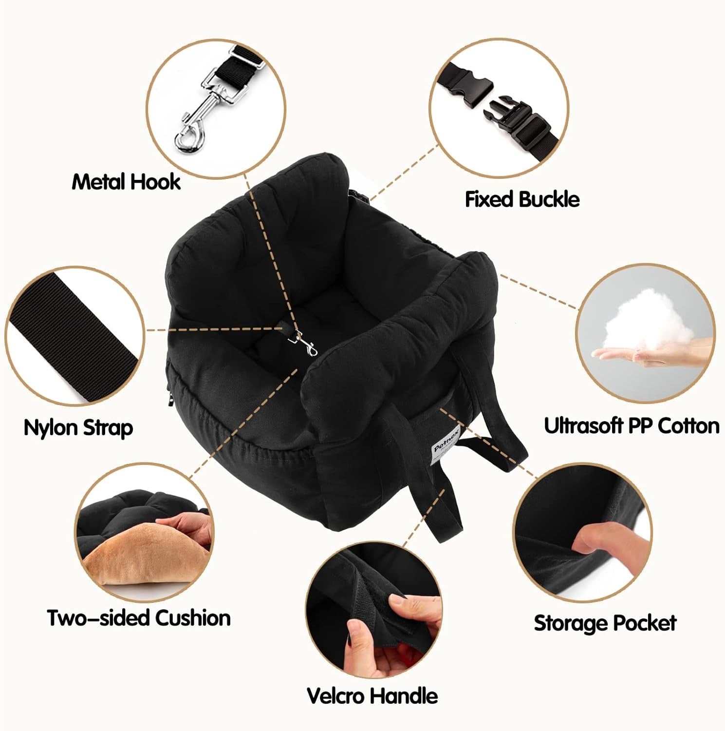 Dog Car Booster Seat Pet Carrier Travel Bed Safety Leash Small Dogs