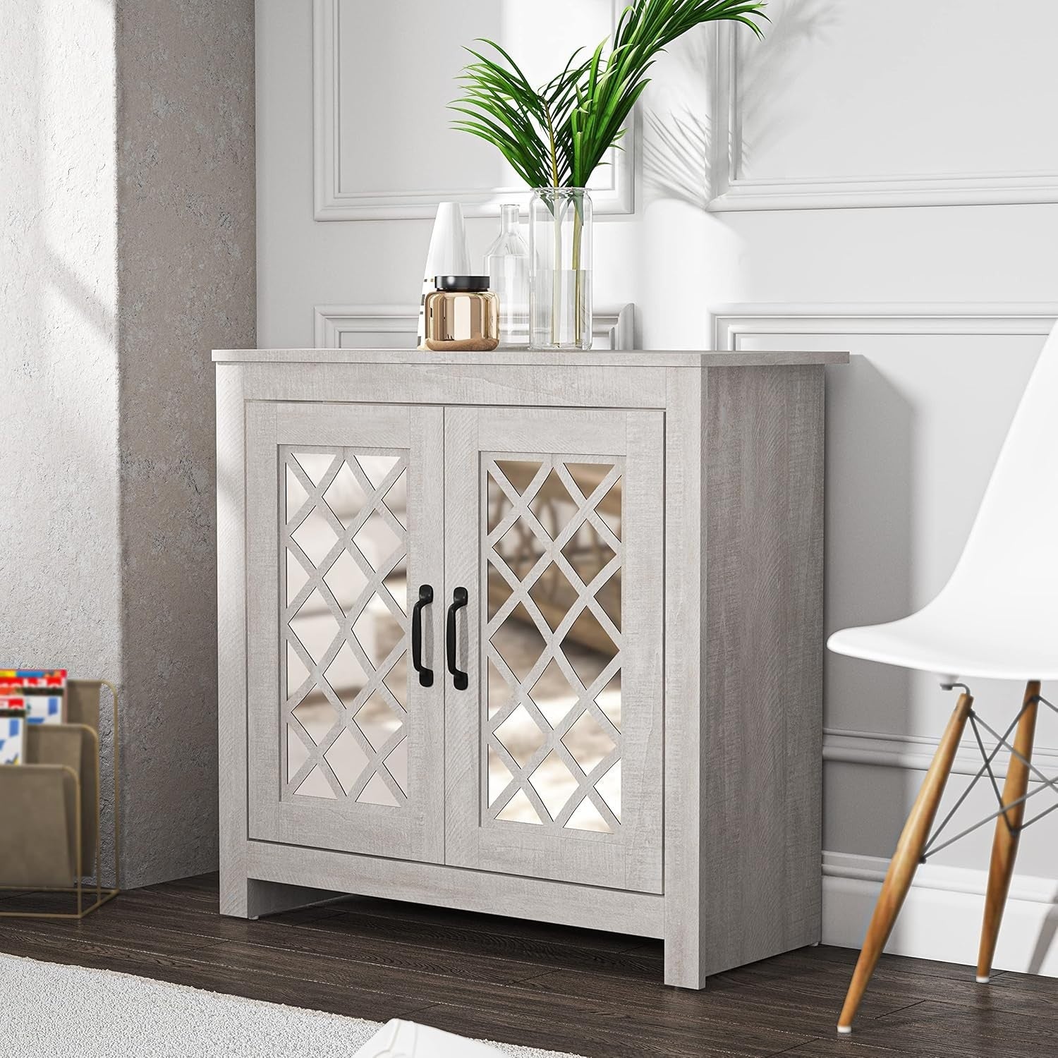 Modern 12 Pair Shoe Cabinet with 2 Doors & Adjustable Shelves – Dusty Grey