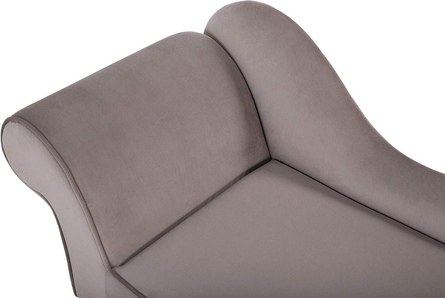 Vintage Left Hand Velvet Chaise Lounge Taupe Fabric with Black Legs 120 kg