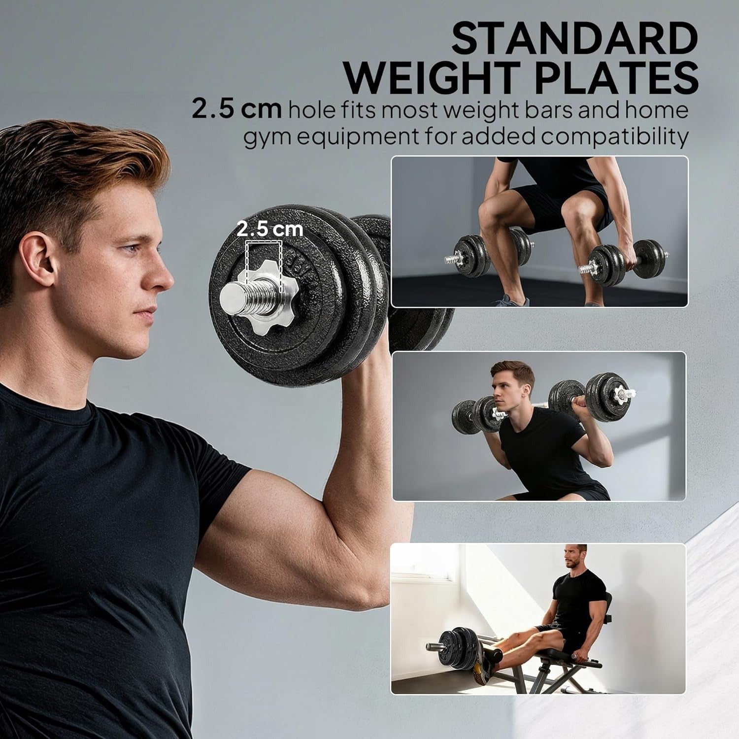 30kg Adjustable Dumbbell Barbell Set Cast Iron Spinlock Home Gym