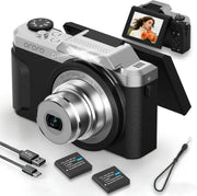 4K Vlogging Camera 64MP 6X Optical Zoom Flip Screen WiFi Black