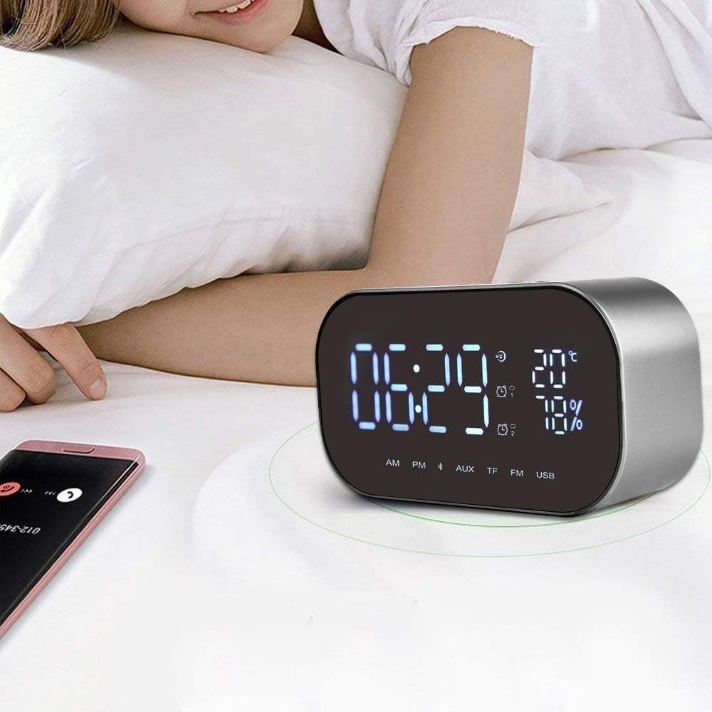 Pink Digital Alarm Clock Radio LED Display Stereo Speakers Snooze