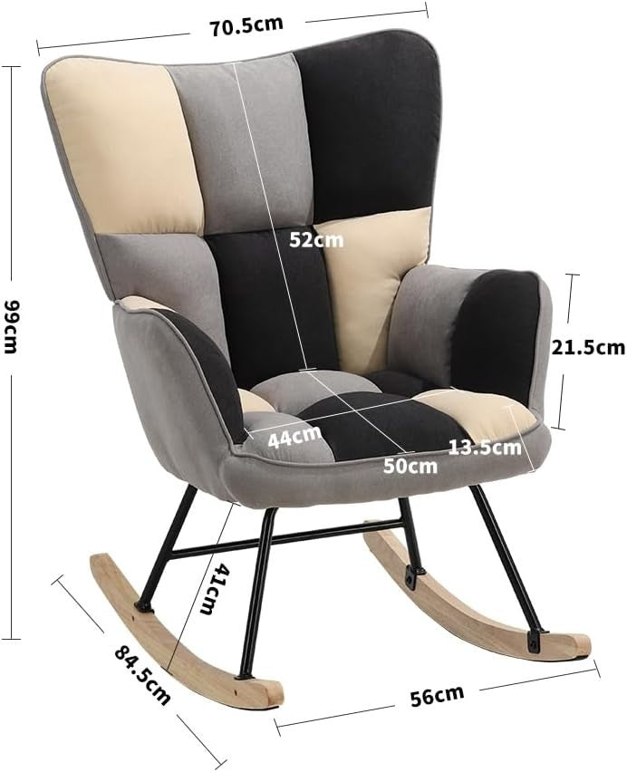 Comfortable High Back Rocking Chair with Cushioned Seat & Durable Frame