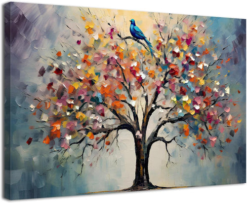 Framed Tree of Life Canvas Wall Art Colourful Modern Living Room Decor