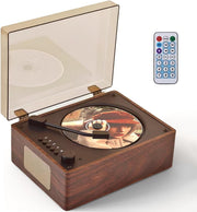 Retro Bluetooth CD Player HiFi Speakers USB AUX Type C Remote Walnut