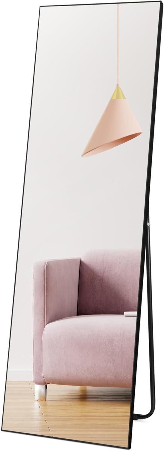 Full Length Mirror 150x41cm Wall Leaning Floor Standing Black Frame