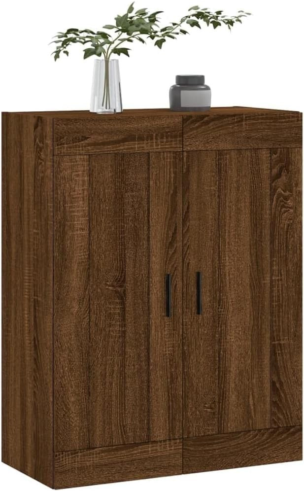 Wall Mounted Cabinet Brown Oak 3 Compartments Durable Wood 34x69.5x90cm