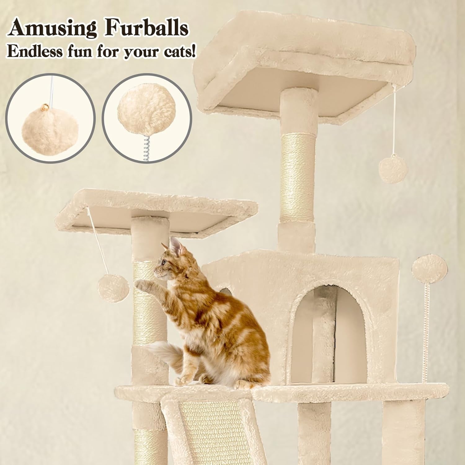 Large Cat Tree  177cm Multi Level Condo Hammock Sisal Scratching Posts
