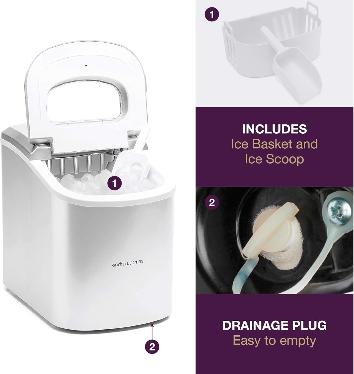 Portable Ice Maker Machine Countertop 2.2L, Self-Cleaning, Fast Cubes