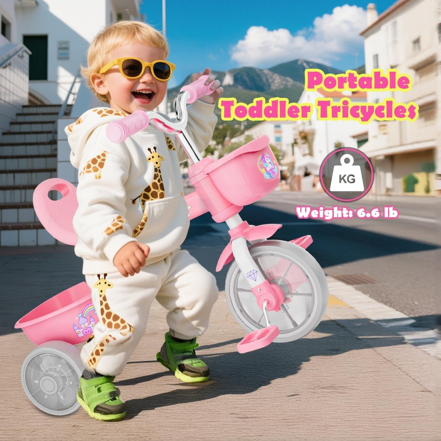Unicorn Tricycle LED Light Wheels Kids Balance Bike Girls Age 2-5 Years