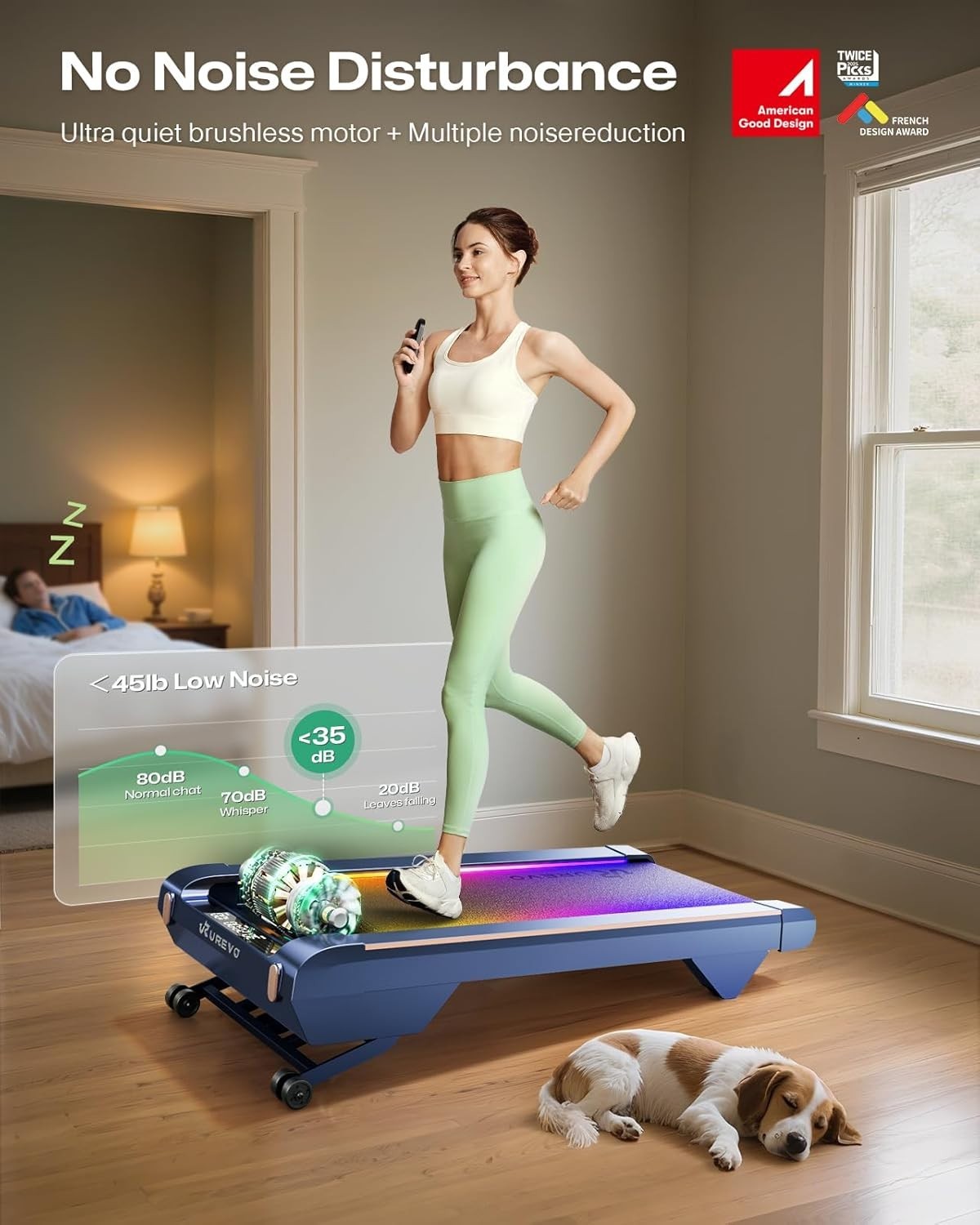 Smart Walking Treadmill with 14% Incline, Ultra-Quiet Brushless Motor