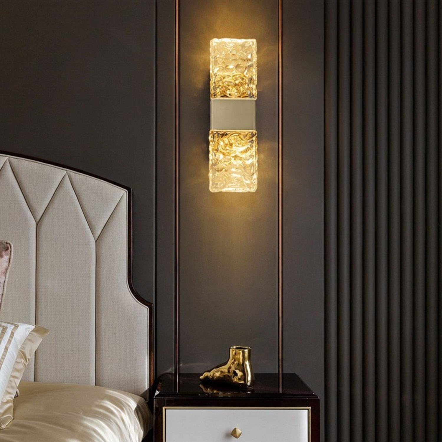 Modern LED Crystal Wall Light Sconce Gold Bedroom Living Hallway Lamp