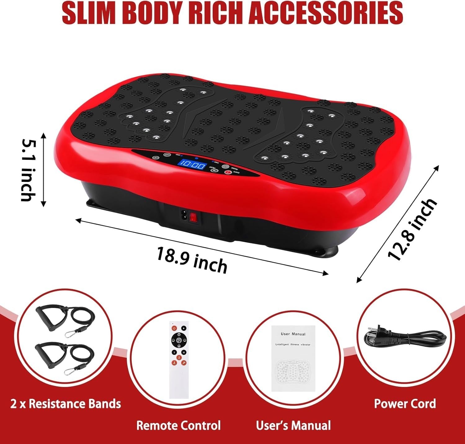 Red Vibration Plate Exercise Machine Weight Loss Lymphatic Drainage 120 Speeds
