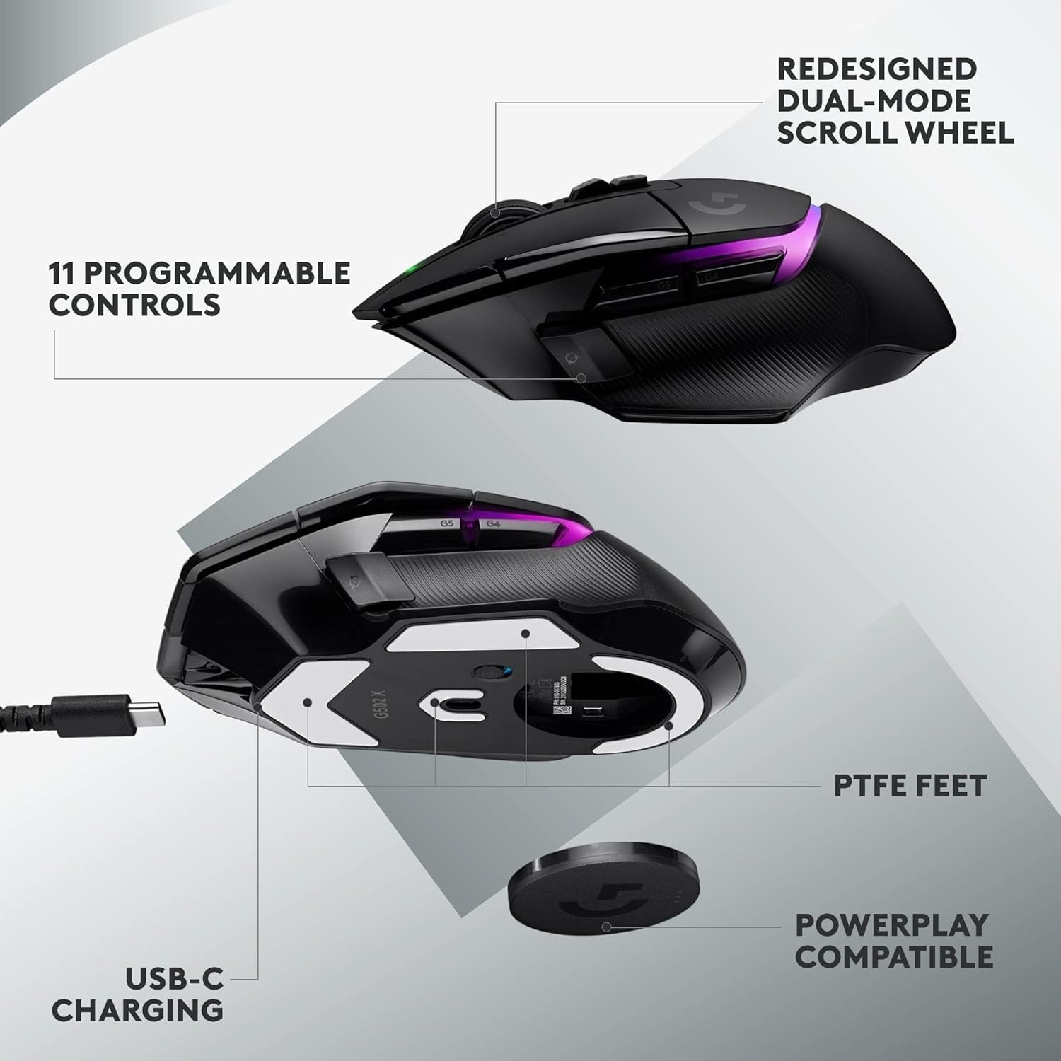 Wireless RGB Gaming Mouse 25K DPI Pro Sensor Ergonomic Rechargeable PC