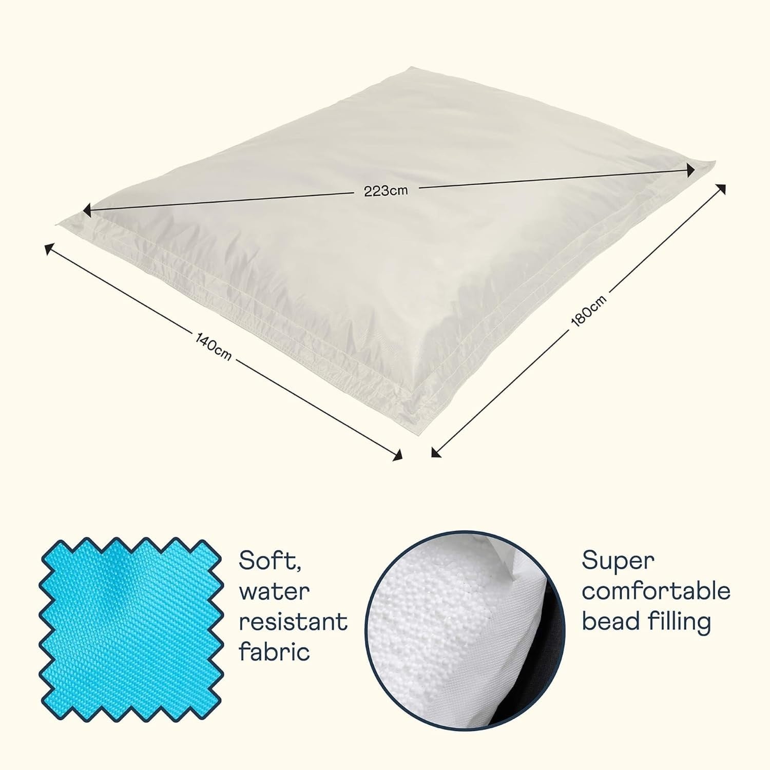 XXL Aqua Blue Bean Bag Chair Outdoor Floor Cushion Garden Patio Seat