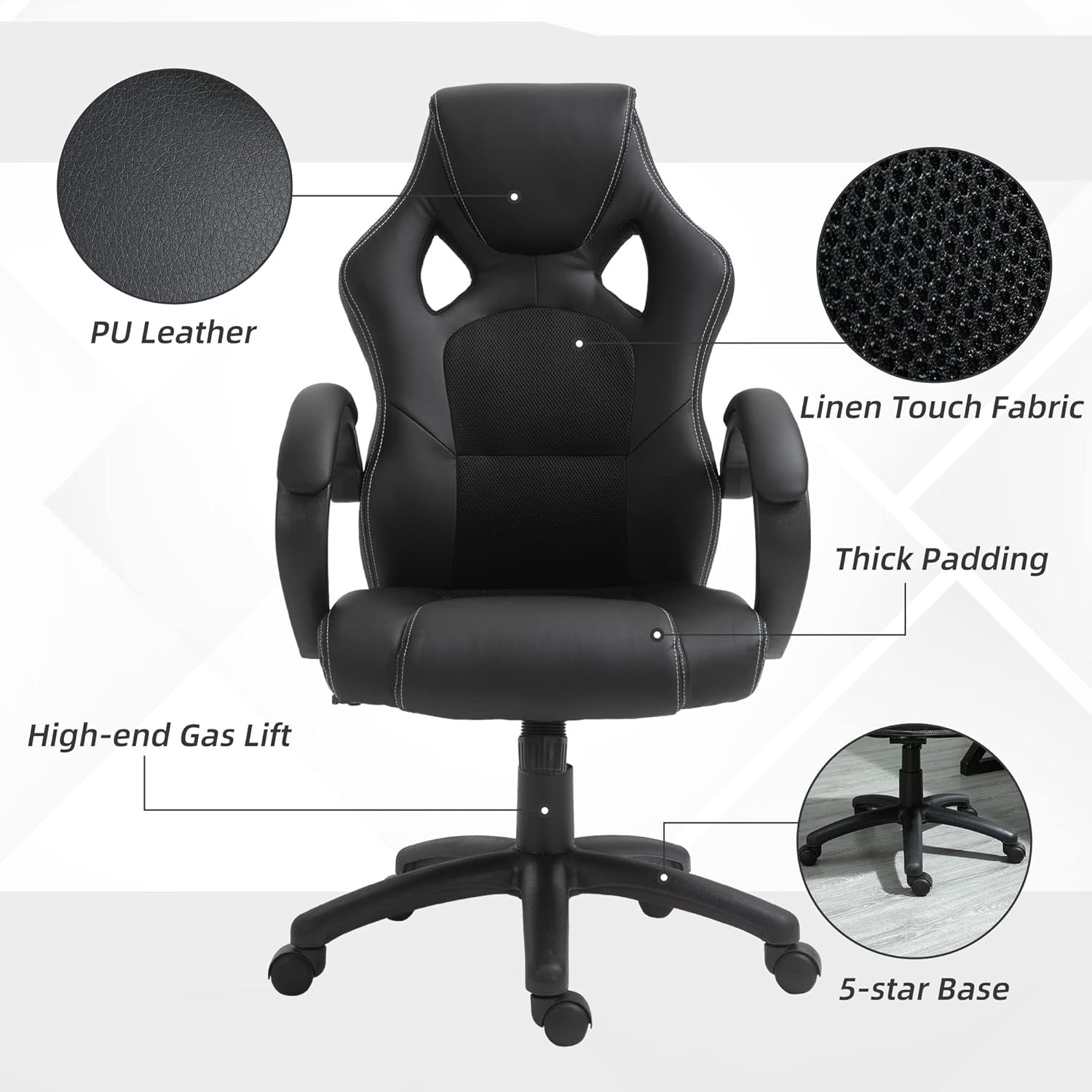 Gaming Chair Racing Style Swivel Faux Leather Desk