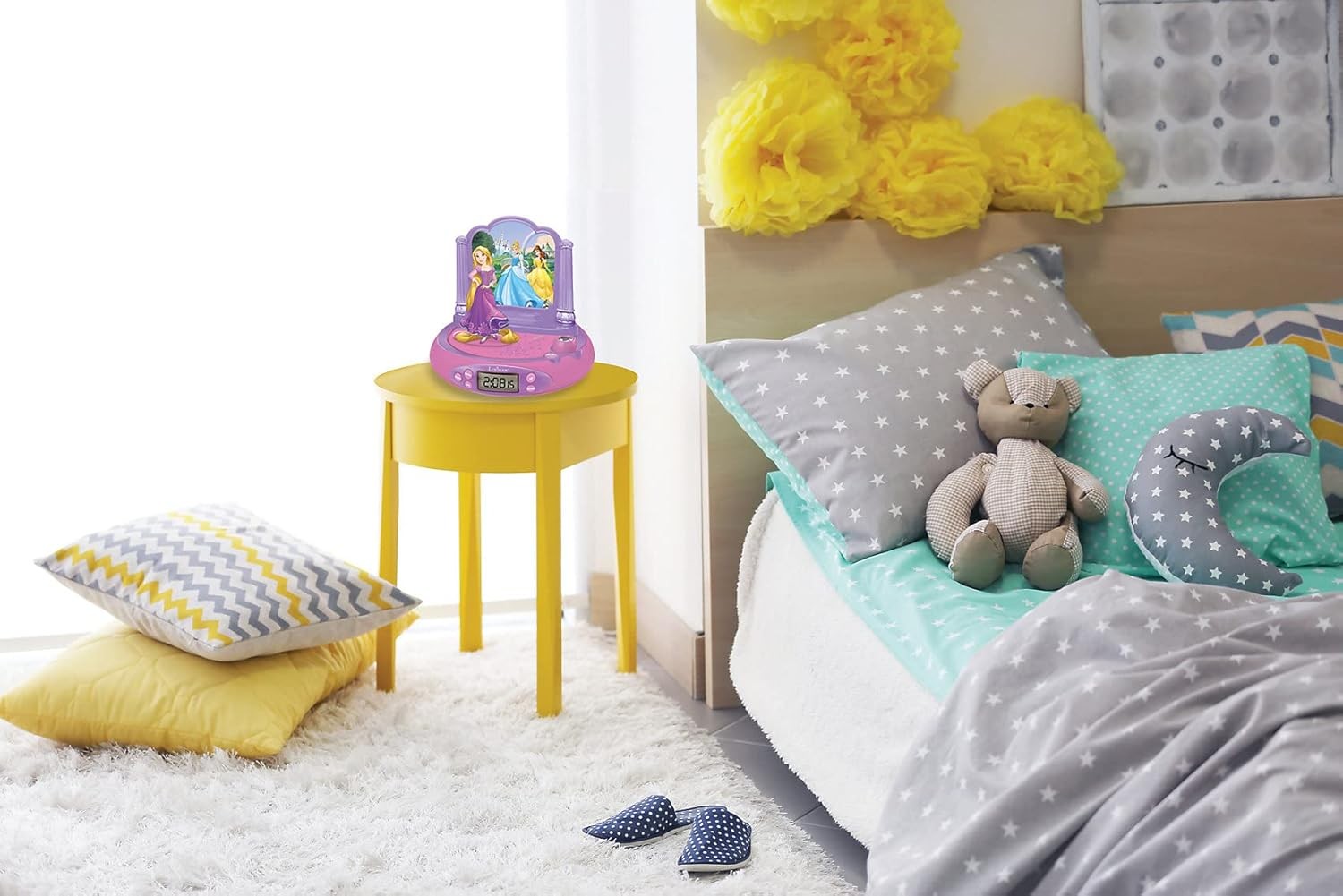 Kids Princess Projector Alarm Clock Night Light Ceiling Time Display