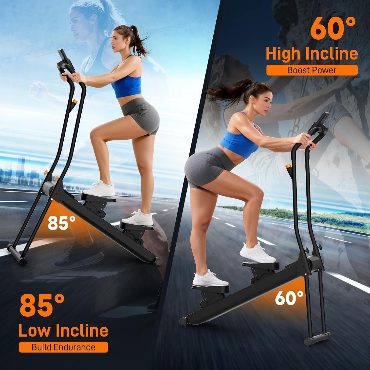 Foldable Magnetic Stair Climber w/ Adjustable Incline, Quiet Drive